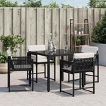 vidaXL Chaises de jardin lot de 4 avec coussins noir résine tressée