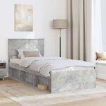 vidaXL Cadre de lit Gris Béton 100 x 200 cm Bois d'ingénierie