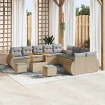 vidaXL Ensemble de canapé de jardin 13 Pièces Beige polyrotin