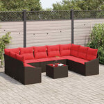 vidaXL Ensemble de Canapés avec coussin 10 Pièces Marron polyrotin