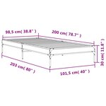 vidaXL Cadre de lit chêne fumé 100x200 cm bois d'ingénierie et métal