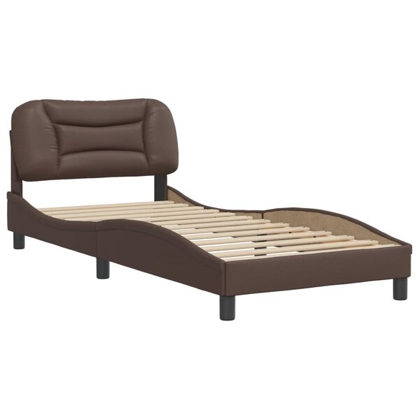 vidaXL Cadre de lit avec tête de lit Marron 90x200 cm Similicuir