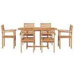 vidaXL Ensemble de salle à manger pour jardin 7 Pièces Marron