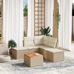 vidaXL Salon de jardin avec coussins 6 Pièces beige résine tressée