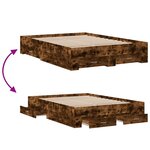 vidaXL Cadre de lit et tiroirs chêne fumé 120x190 cm bois d'ingénierie