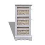 vidaXL Étagère de rangement en bois 3 paniers en tissage Blanc