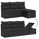 vidaXL Salon de jardin 8 Pièces avec coussins noir résine tressée