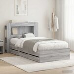 vidaXL Cadre de lit avec rangement Sonoma gris 90 x 190 cm