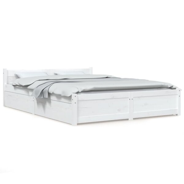 vidaXL Cadre de lit sans matelas avec tiroirs blanc 140x190 cm
