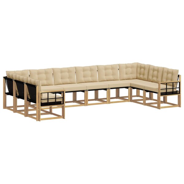 vidaXL Ensemble de canapés d'extérieur 10 Pièces Blanc et Beige
