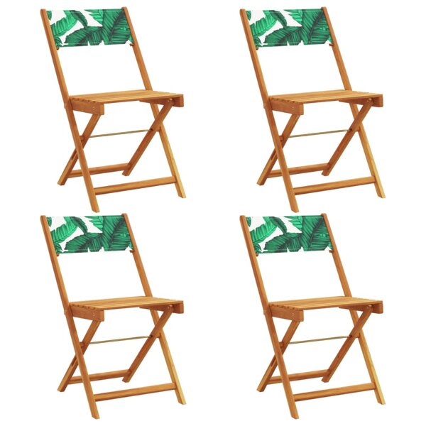vidaXL Chaises de jardin pliantes lot de 4 vert tissu et bois massif