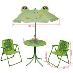 vidaXL Ensemble de bistro avec parasol pour enfants 3 Pièces Vert
