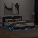 vidaXL Cadre de lit tête de lit et lumières LED chêne fumé 160x200 cm