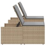 vidaXL Chaises longues lot de 2 avec table beige résine tressée