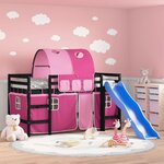 vidaXL Lit mezzanine enfants avec tunnel sans matelas rose 80x200 cm