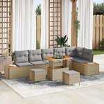 vidaXL Ensemble de canapé de jardin 9 Pièces Beige Poly rotin