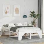 vidaXL Cadre de lit surélevé Blanc 120 x 190 cm Bois massif en pin
