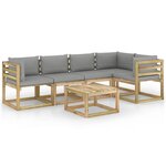 vidaXL Salon de jardin 6 Pièces avec coussins bois de pin imprégné