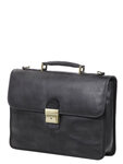 Serviette cartable homme Premium en cuir - KATANA - 1 soufflet - 38 cm - 31025-Noir