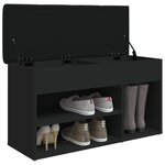 vidaXL Banc à chaussures noir 82x32x45 5 cm bois d'ingénierie