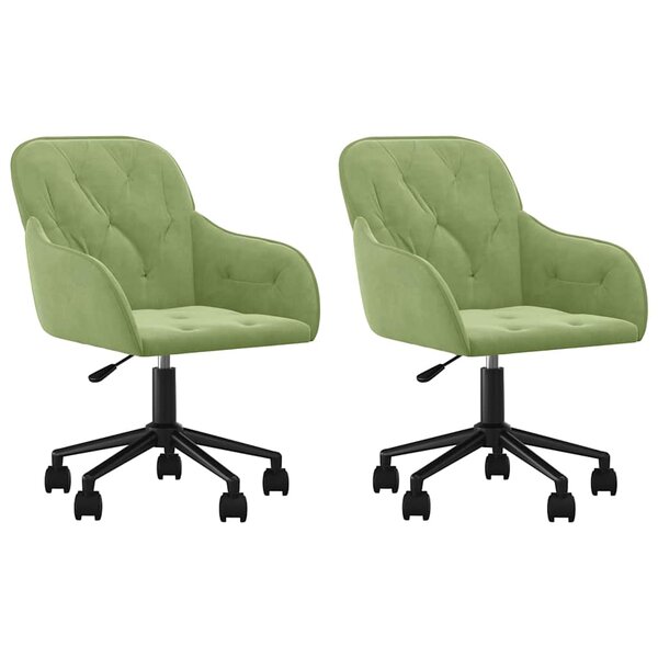 vidaXL Chaises pivotantes à manger lot de 2 Vert clair Velours