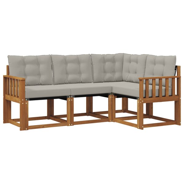 vidaXL Ensemble de canapés d'extérieur 4 pc Gris Naturel et Clair