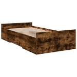 vidaXL Cadre de lit et tiroirs chêne fumé 90x190 cm bois d'ingénierie