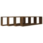 vidaXL Étagères murales cubiques 4 Pièces Chêne fumé 100x15x30 cm