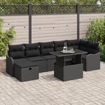 vidaXL Ensemble de canapé de jardin avec coussin 8 Pièces Noir Poly rotin