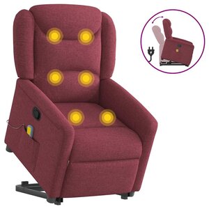 vidaXL Fauteuil inclinable de massage Rouge bordeaux Tissu