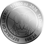 Pièce de monnaie en Platine 12 Dollars g 0.031 (1/1000 oz) Millésime 2026 HONEY BEES 1/1000 (PRÉCOMMANDE)