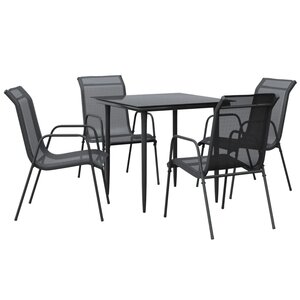 vidaXL Ensemble à manger de jardin 5 Pièces noir textilène et acier