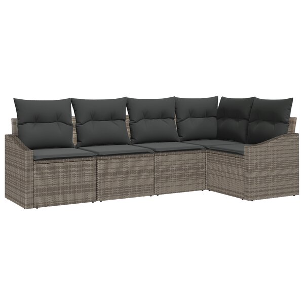 vidaXL Ensemble de canapé de jardin 5 pièces avec coussins gris en polyrotin