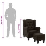 vidaXL Fauteuil avec repose-pied Marron foncé Tissu