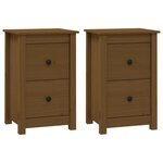 vidaXL Tables de chevet 2 Pièces Marron miel 40x35x61 5 cm Pin solide