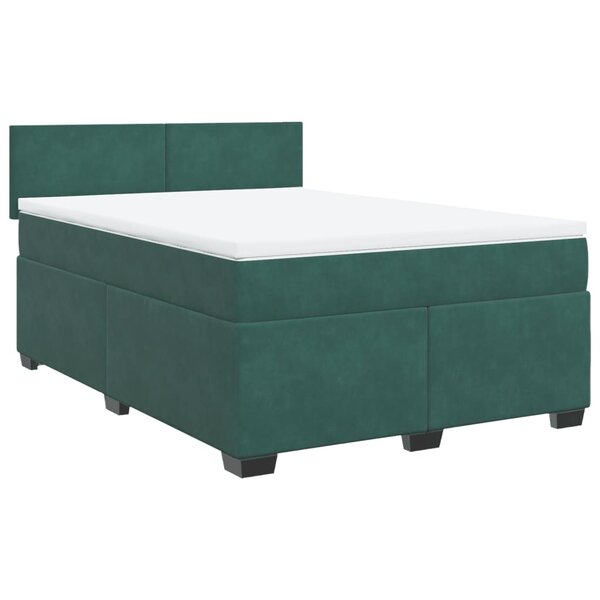 vidaXL Sommier à lattes de lit et matelas Vert foncé 140x190cm Velours