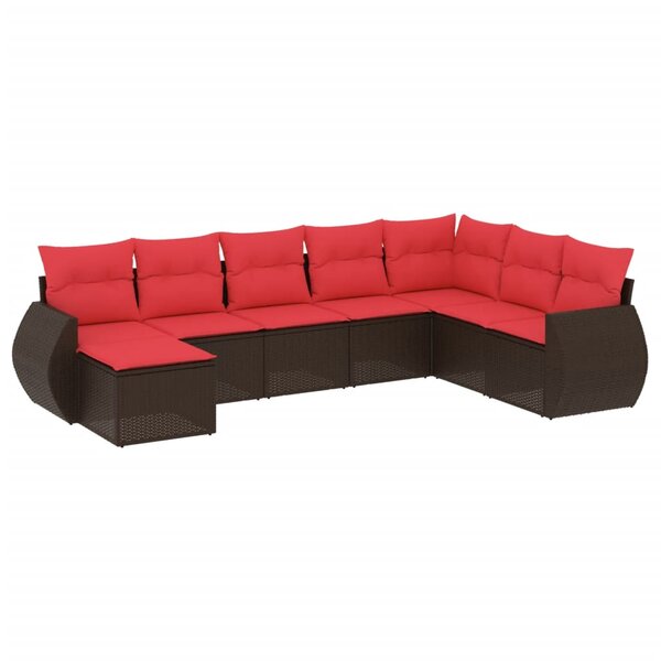 vidaXL Salon de jardin 8 Pièces avec coussins marron résine tressée
