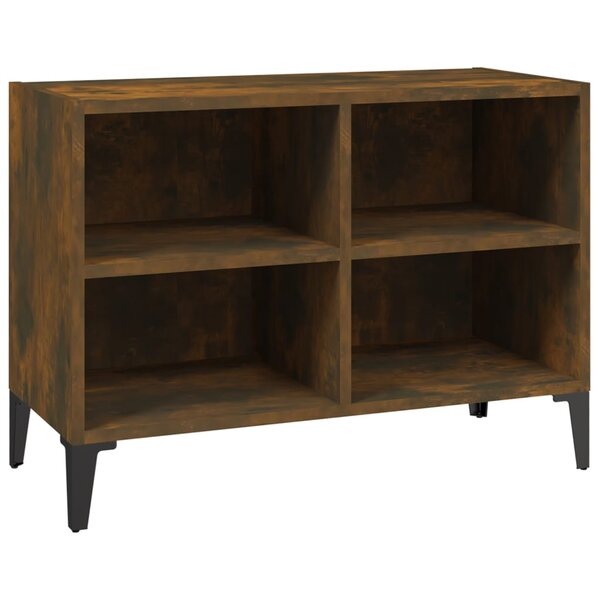 vidaXL Meuble TV avec pieds en métal Chêne fumé 69 5x30x50 cm
