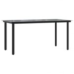vidaXL Ensemble à manger de jardin et coussins 5 Pièces noir rotin verre