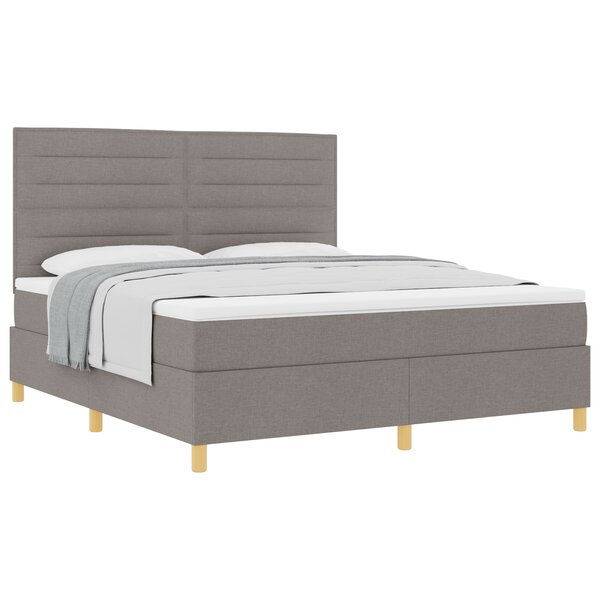 vidaXL Lit à Ressort avec Matelas Taupe King en Tissu
