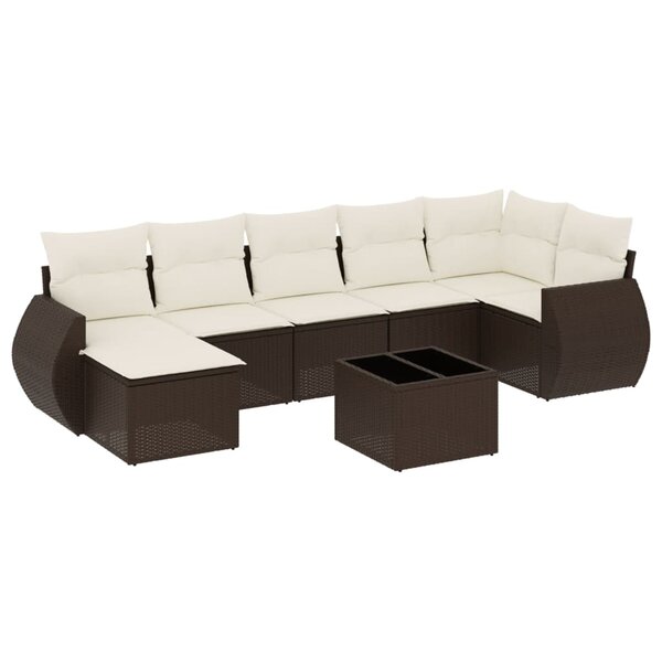 vidaXL Salon de jardin 8 Pièces avec coussins marron résine tressée