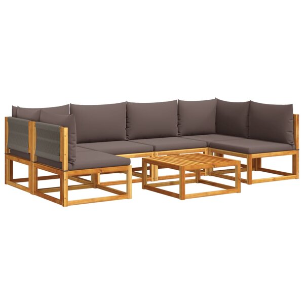 vidaXL Ensemble de canapés de jardin 7 pièces avec coussins  bois d'acacia et corde