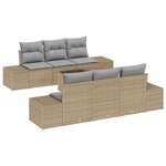 vidaXL Ensemble de canapé de jardin avec coussin 7 Pièces Beige et gris