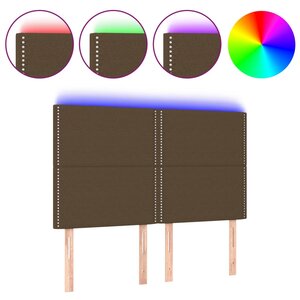 vidaXL Tête de lit à LED Marron foncé 144x5x118/128 cm Tissu