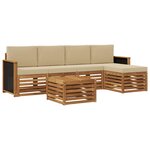 vidaXL Ensemble de canapés d'extérieur 6 Pièces Naturel et Beige