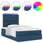 vidaXL Cadre de lit ottoman avec matelas bleu 120x200 cm tissu