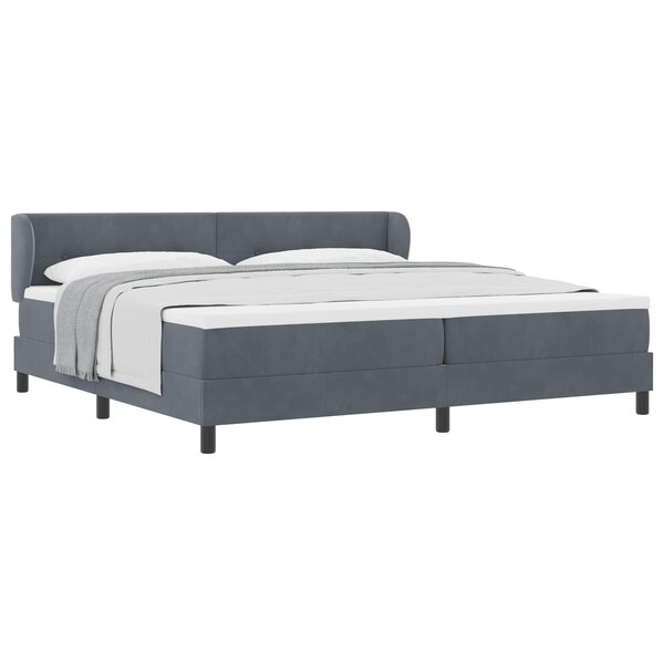 vidaXL Lit à ressorts avec matelas Gris foncé 200 x 200 cm Velours