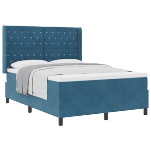 vidaXL Lit à ressorts avec matelas Bleu 140 x 190 cm Velours