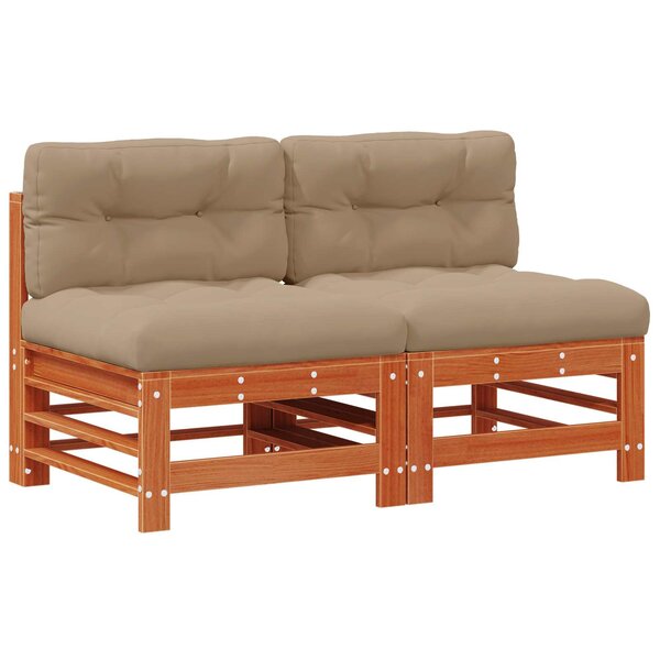 vidaXL Sofa de jardin milieu Pin massif Brun Ciré