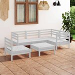 vidaXL Salon de jardin 6 Pièces Bois de pin massif Blanc